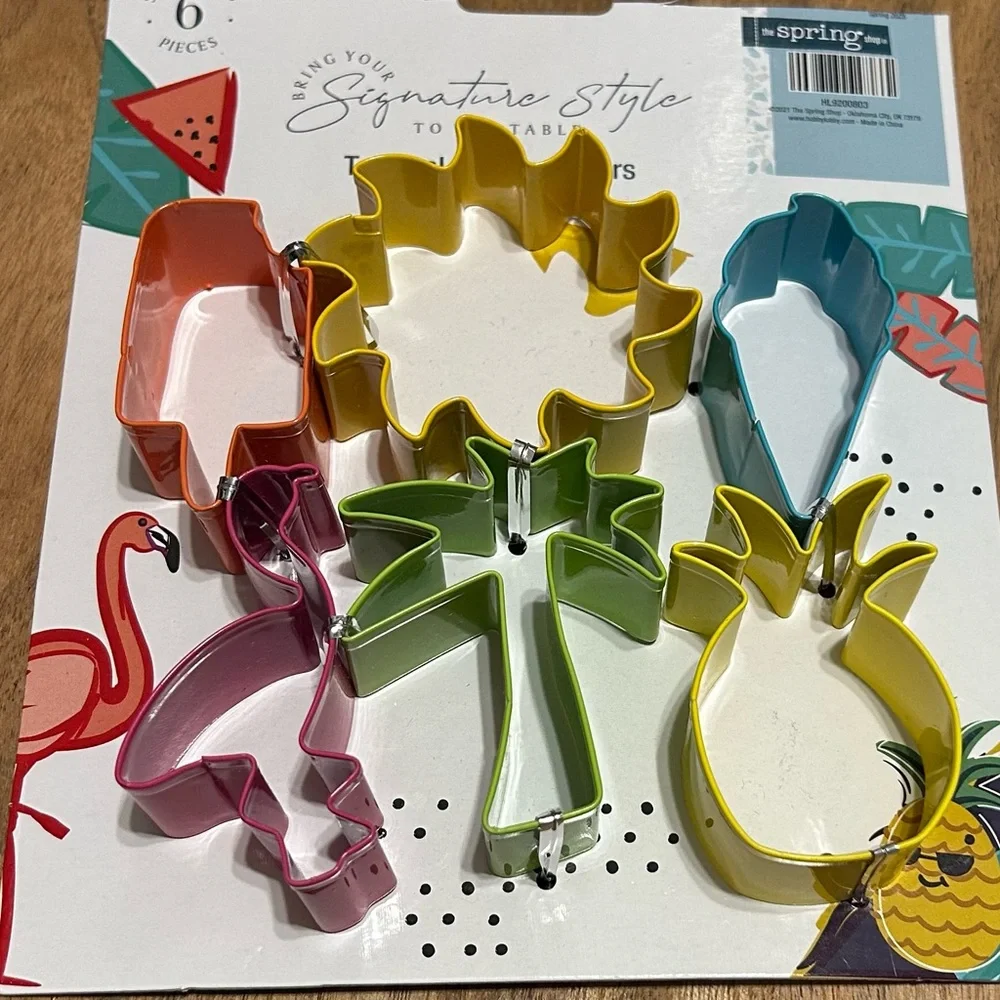 Hobby Lobby Tropical Cookie Cutters Set of 6 Palm Tree Flamingo Pineapple NEW